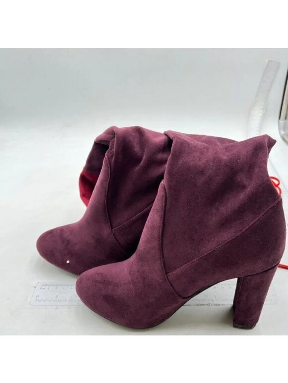 Women Over The Knee Chunky High Heels Stretch Thigh High Zipper Long Boot Red